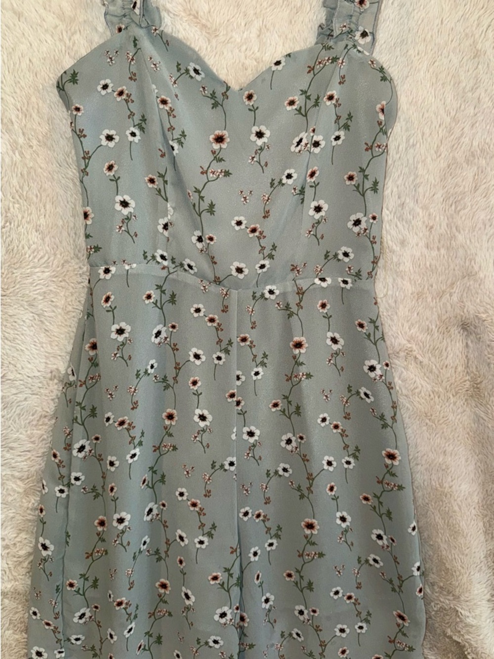 Miami Bluish Grey Floral Sweetheart Wide-Leg Jumpsuit - Picture 4 of 8